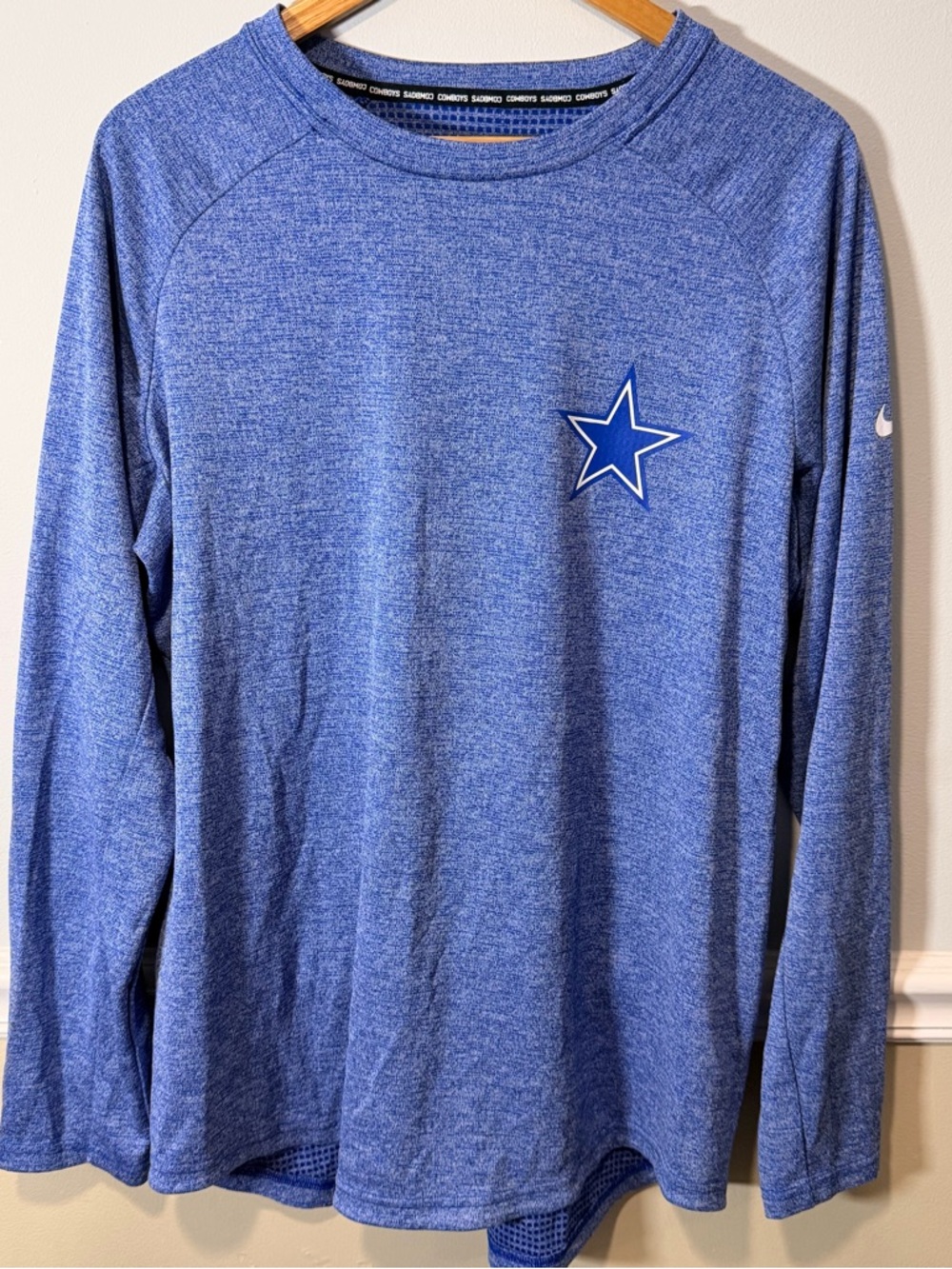 Nike Blue Long Sleeve Performance Top with Star Logo